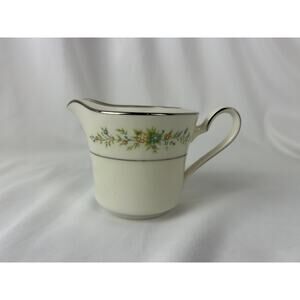 Noritake Christina 7056 Ivory China Creamer Floral Silver Trim Japan